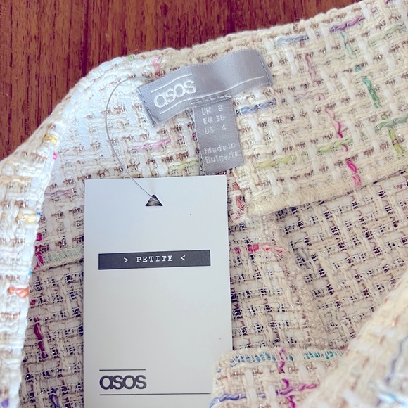 ASOS Petite Exaggerated Sleeve Boucle Blazer & Mini Skirt - Picture 14 of 16